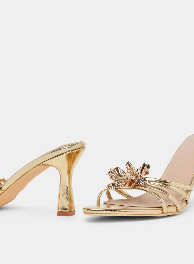 Styli Flower Trim High Heel Sandals